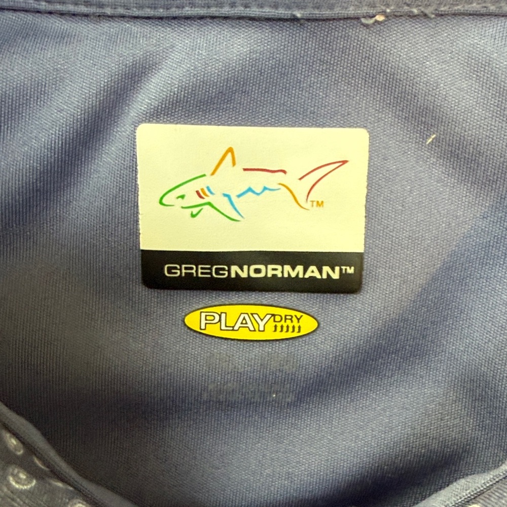 Greg Norman Shark Men's Blue Patterned Polo Golf Shirt - Picture 2 of 3